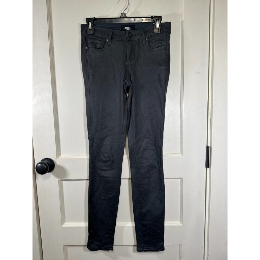 PAIGE VERDUGO ULTRA SKINNY GREY LUXE COATED JEANS SMOKE GREY‎ Size 28